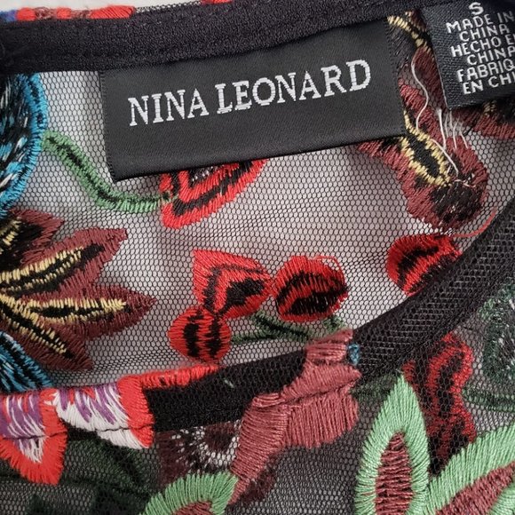 NEW NINA LEONARD EMBROIDERED LACE YOKE DRESS - Picture 7 of 11